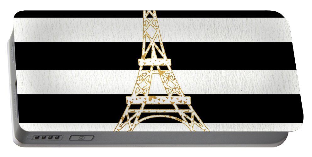 Gold Portable Battery Charger featuring the mixed media Gold Paris Collection II by Sd Graphics Studio