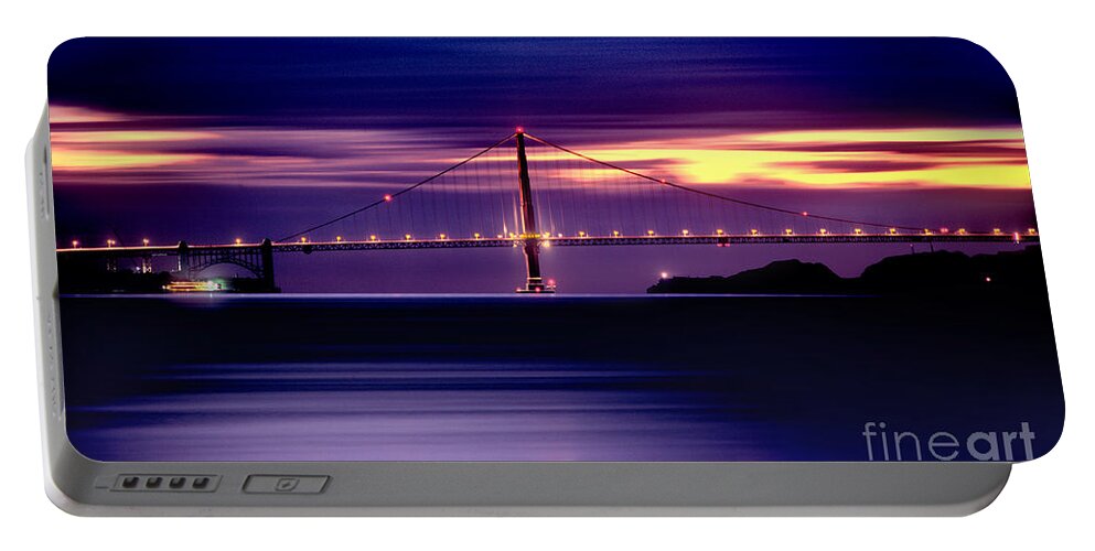 Sunset Portable Battery Charger featuring the photograph Golden Gate Bridge in the Evening Light by Wernher Krutein