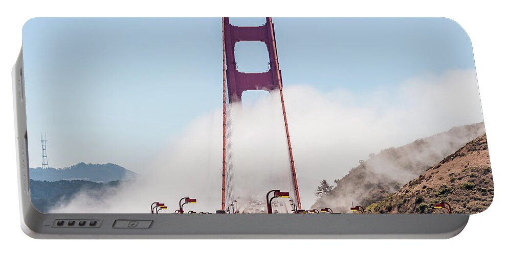 Landscape Portable Battery Charger featuring the photograph Golden Gate Fog by Charles McCleanon