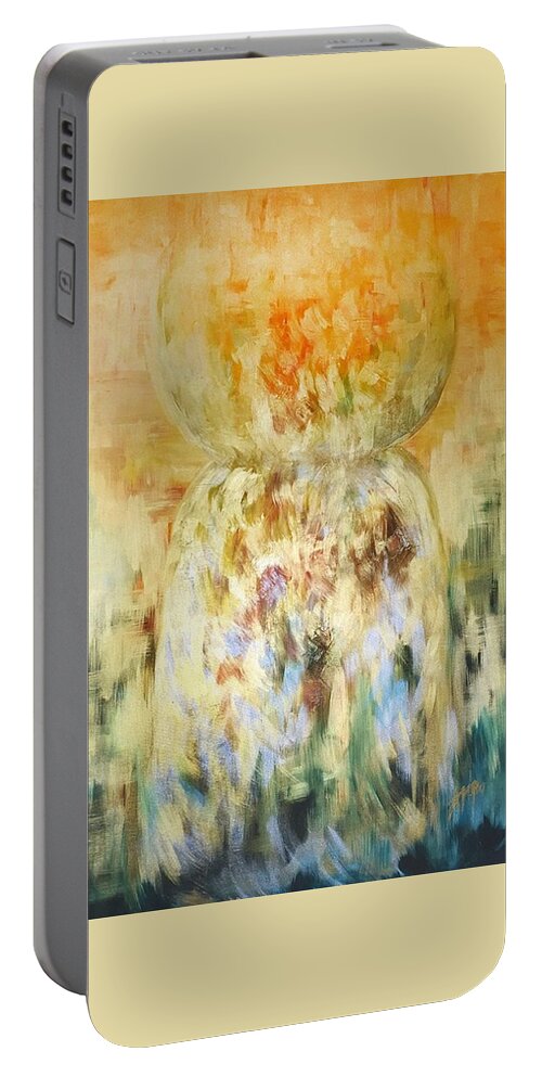 Guam Portable Battery Charger featuring the painting Golden Latte Stone by Michelle Pier