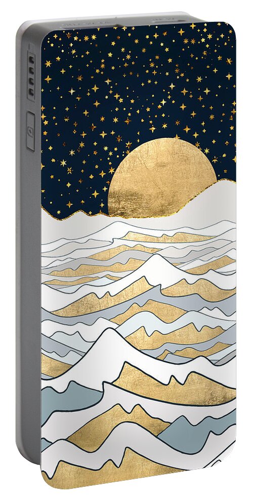 Ocean Portable Battery Charger featuring the digital art Golden Ocean by Spacefrog Designs