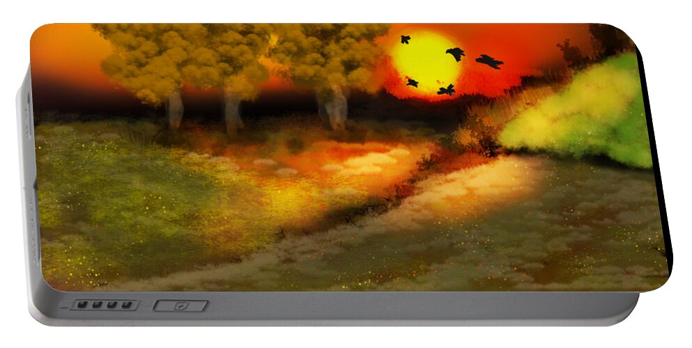 Sunrise Portable Battery Charger featuring the digital art Golden Sunrise by Julie Grimshaw