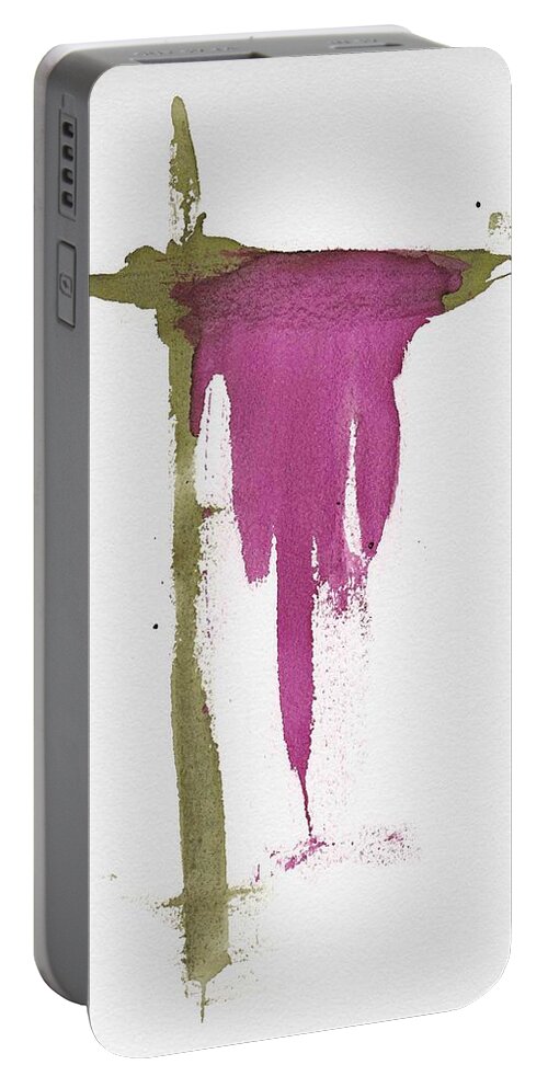 Alcohol Ink Portable Battery Charger featuring the painting Golgotha Hill by Christy Sawyer