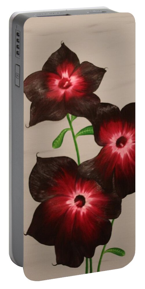 Flowers Portable Battery Charger featuring the painting Goodnight Flower by Berlynn