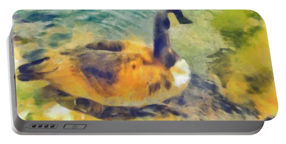 Bird Portable Battery Charger featuring the digital art Goose by Bernie Sirelson