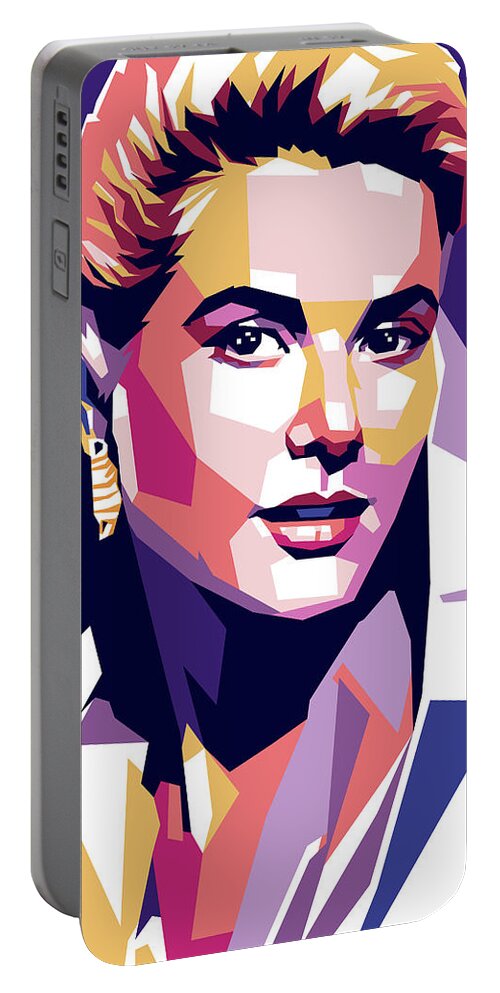 Grace Kelly Portable Battery Charger featuring the digital art Grace Kelly pop art by Stars on Art