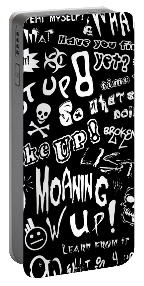 Graffiti Portable Battery Charger featuring the digital art Graffiti Gripe Graphic by Roseanne Jones