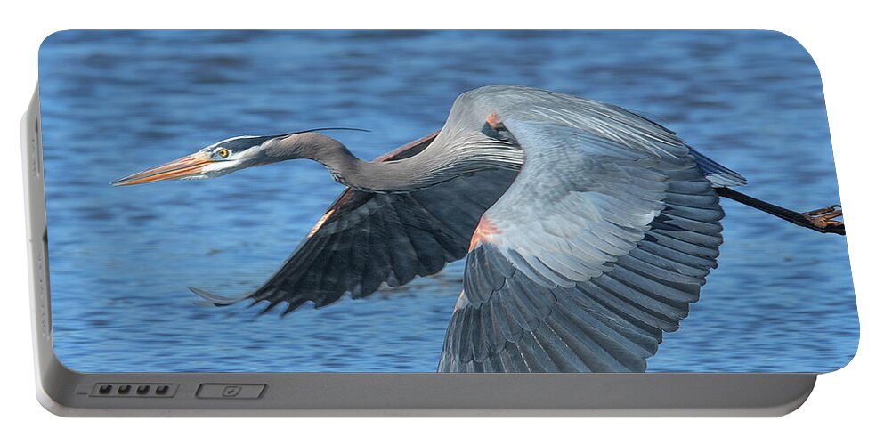 Nature Portable Battery Charger featuring the photograph Great Blue Heron in Flight DMSB0153 by Gerry Gantt