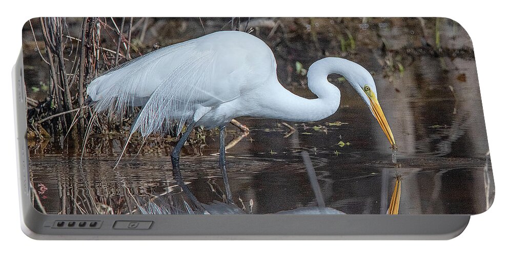 Nature Portable Battery Charger featuring the photograph Great Egret in Breeding Plumage DMSB0154 by Gerry Gantt
