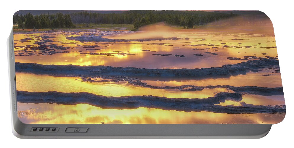 Yellowstone Portable Battery Charger featuring the photograph Great Fountain Sunset by Darren White