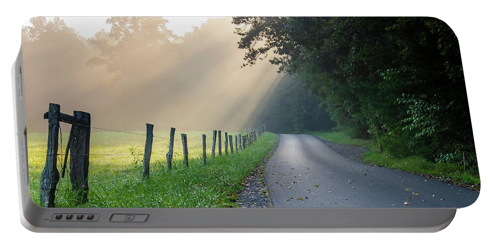 Outdoors Portable Battery Charger featuring the photograph Great Smoky Mountains National Park TN Cades Cove Road To Heaven by Robert Stephens