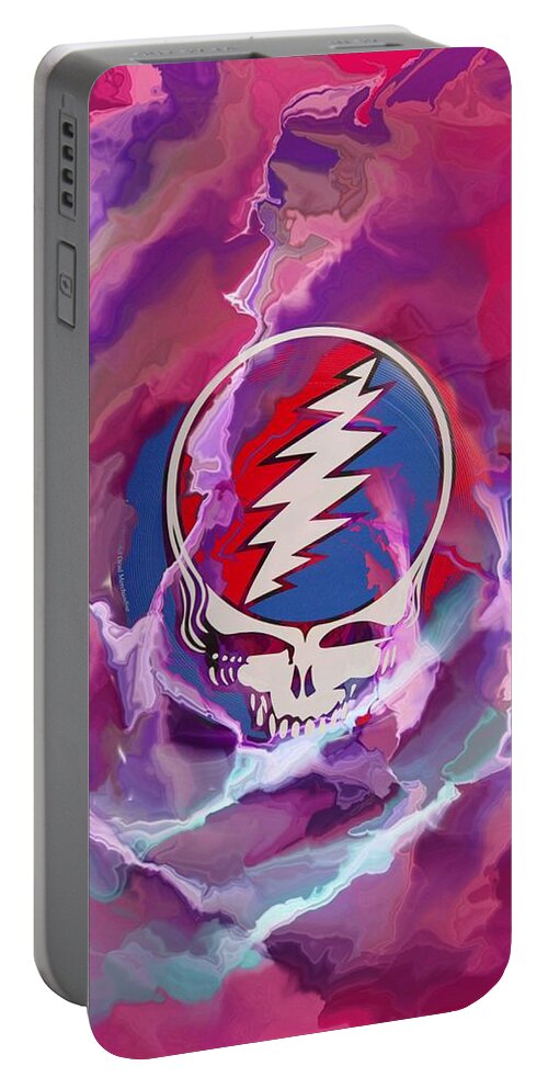 Grateful Dead Portable Battery Charger featuring the digital art Greatful Rose by David Lane