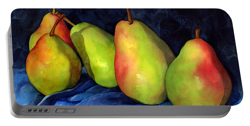Pear Portable Battery Charger featuring the painting Green Pears by Hailey E Herrera