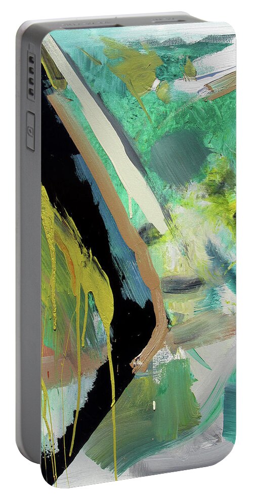  Portable Battery Charger featuring the painting Green Stripe by John Gholson