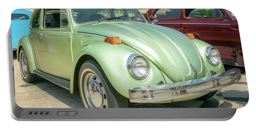 Volkswagon Portable Battery Charger featuring the photograph Green VW Bug by John Kirkland