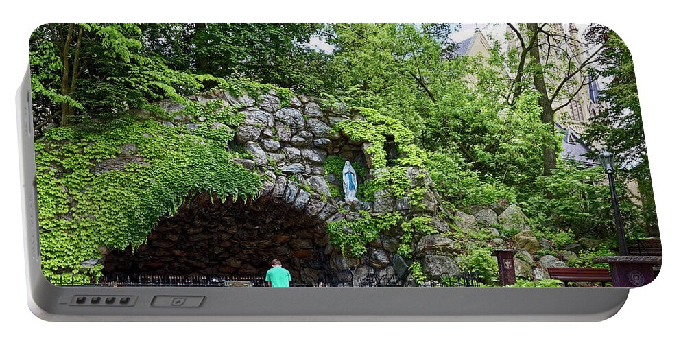 Grotto Of Our Lady Of Lourdes Portable Battery Charger featuring the photograph Grotto of Our Lady of Lourdes by Sally Weigand