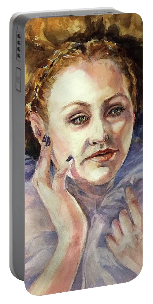 Portrait Portable Battery Charger featuring the painting Gwenhwyfar II by Judith Levins