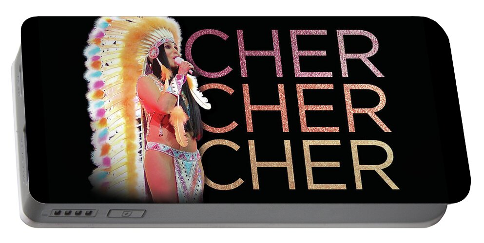 Cher Portable Battery Charger featuring the digital art Half Breed Cher by Cher Style