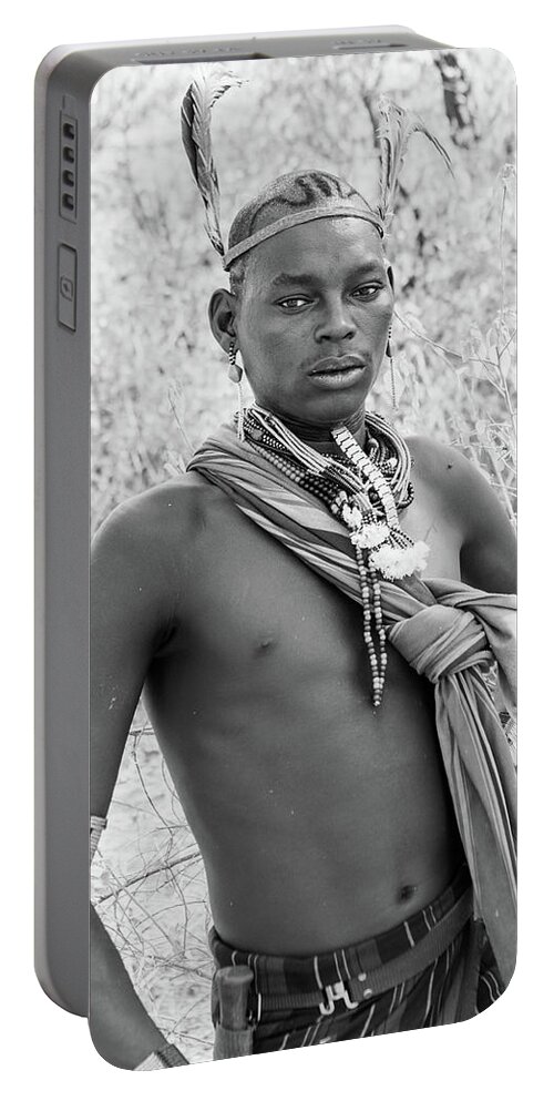 Portrait Portable Battery Charger featuring the photograph Hammer boy by Mache Del Campo