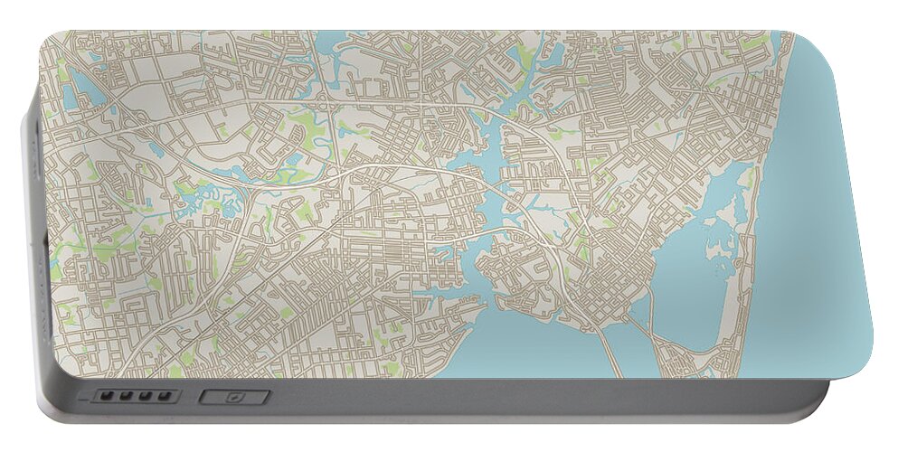 Hampton Portable Battery Charger featuring the digital art Hampton Virginia US City Street Map by Frank Ramspott