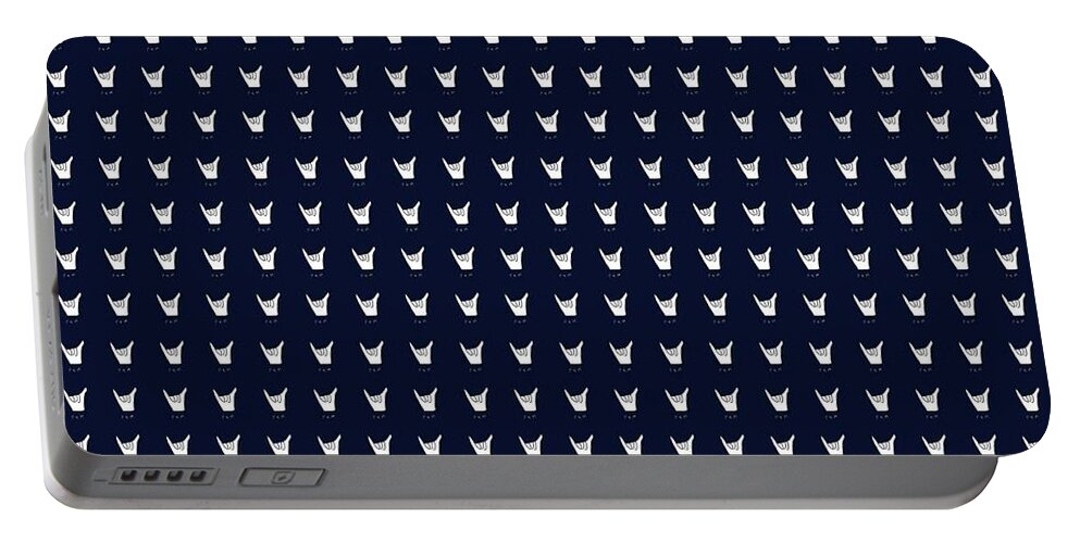 Pattern Portable Battery Charger featuring the drawing Hang 10 Navy Blue by Ashley Rice