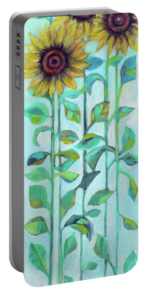 Sunflower Portable Battery Charger featuring the painting Hang Out by Manami Lingerfelt