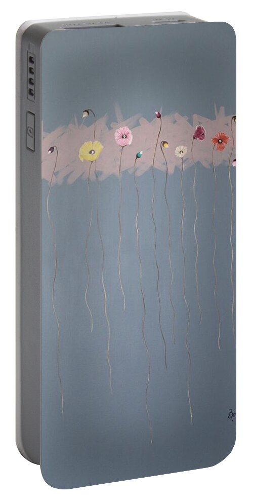 Poppy's Portable Battery Charger featuring the painting Hanging Blooms by Berlynn