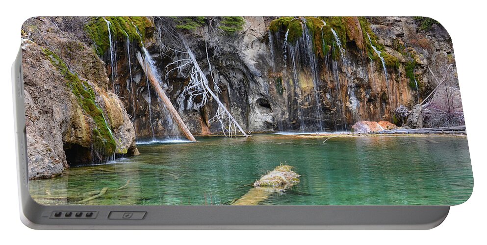 Nature Portable Battery Charger featuring the mixed media Hanging Lake 1 by Angelina Tamez