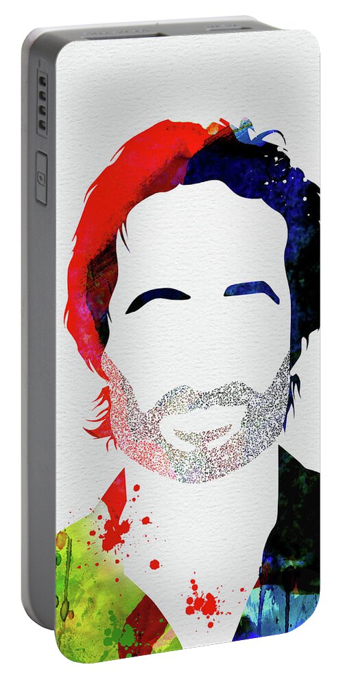 Californication Portable Battery Charger featuring the mixed media Hank Moody Watercolor by Naxart Studio