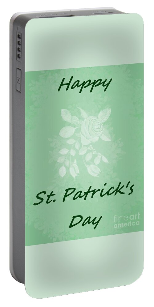 St. Patrick's Day Portable Battery Charger featuring the digital art Happy St. Patrick's Day Holiday Card by Delynn Addams