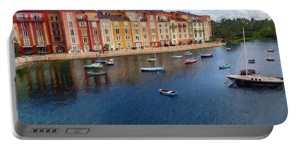Harbor Portable Battery Charger featuring the photograph Loews Portofino Bay Hotel at Universal Orlando 02 by Carlos Diaz