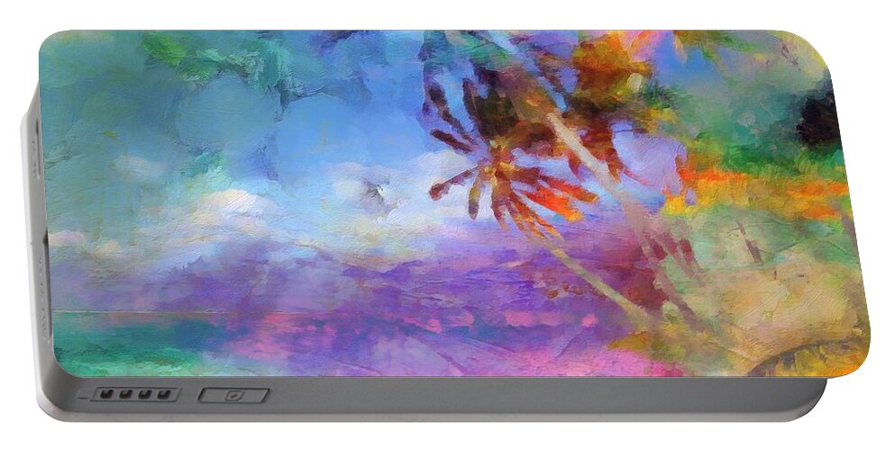 Beach Portable Battery Charger featuring the painting Hawaii Beach by Lelia DeMello