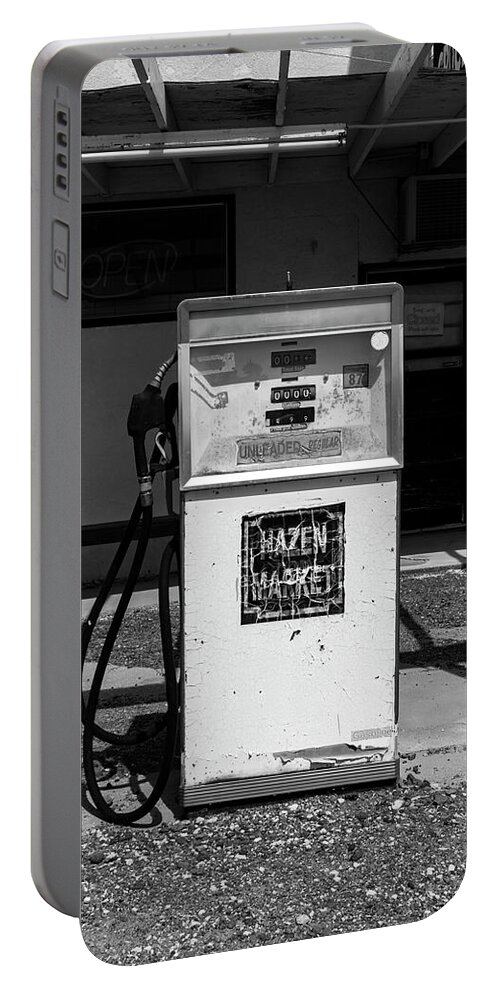 Hazen Portable Battery Charger featuring the photograph Hazen Market Gas Pump by Rick Pisio