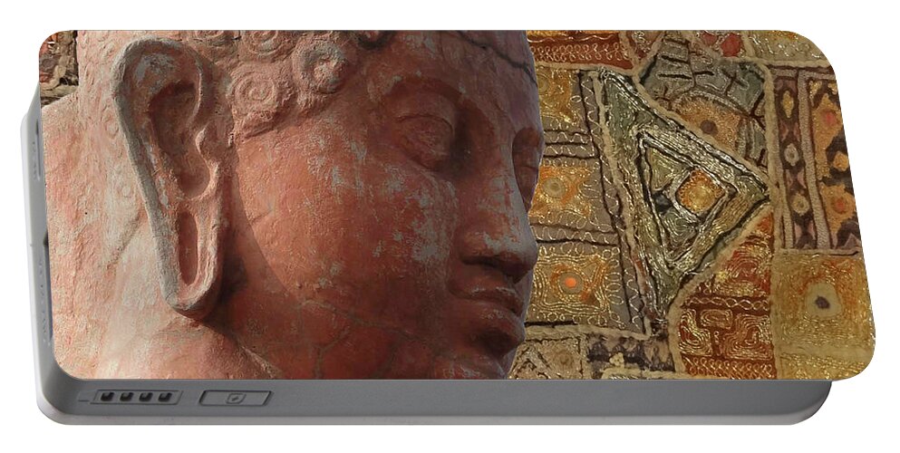 Buddha Portable Battery Charger featuring the digital art Head of Buddha, by Steve Estvanik