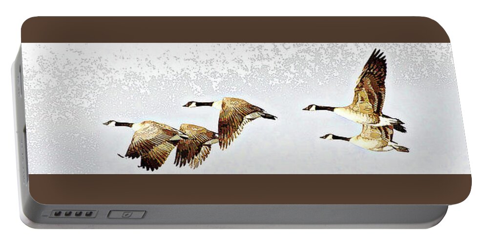 Canada Geese Portable Battery Charger featuring the digital art Heading Home - Colorado by Gene Bollig