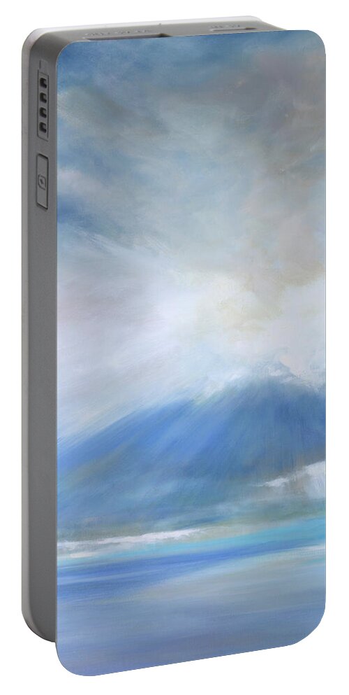 Landscapes Portable Battery Charger featuring the painting Heavenly Light Triptych II by Sheila Finch