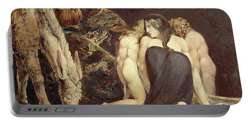William Blake Portable Battery Charger featuring the painting Hecate. 43.8 x 58.1 cm -ca. 1795- Cat. N 5056. by William Blake -1757-1827-