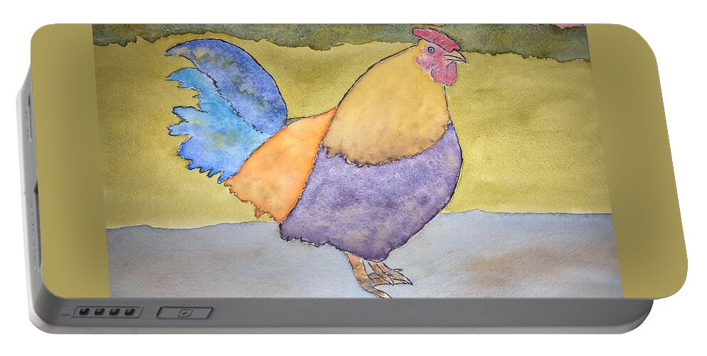 Watercolor Portable Battery Charger featuring the painting Hen of Lore by John Klobucher