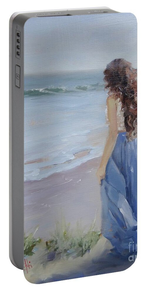 Hera Portable Battery Charger featuring the painting Hera by Laura Lee Zanghetti