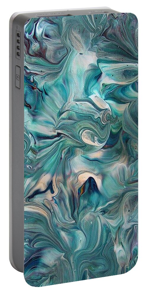 Blue Portable Battery Charger featuring the painting Hidden by Sandy Dusek