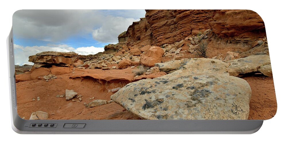 County Road 1028 Portable Battery Charger featuring the photograph Hillsides along San Rafael Swell by Ray Mathis