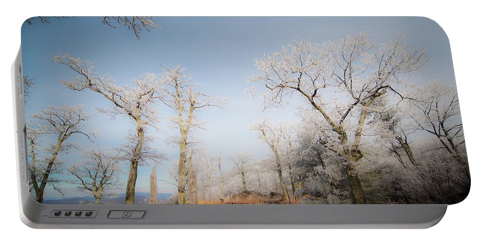 Blue Ridge Portable Battery Charger featuring the photograph Hilltop Hoarfrost by Mark Duehmig
