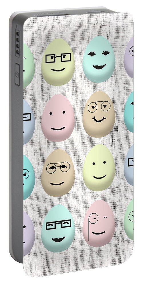 Hipster Portable Battery Charger featuring the digital art Hipster Happy Eggs by Sd Graphics Studio