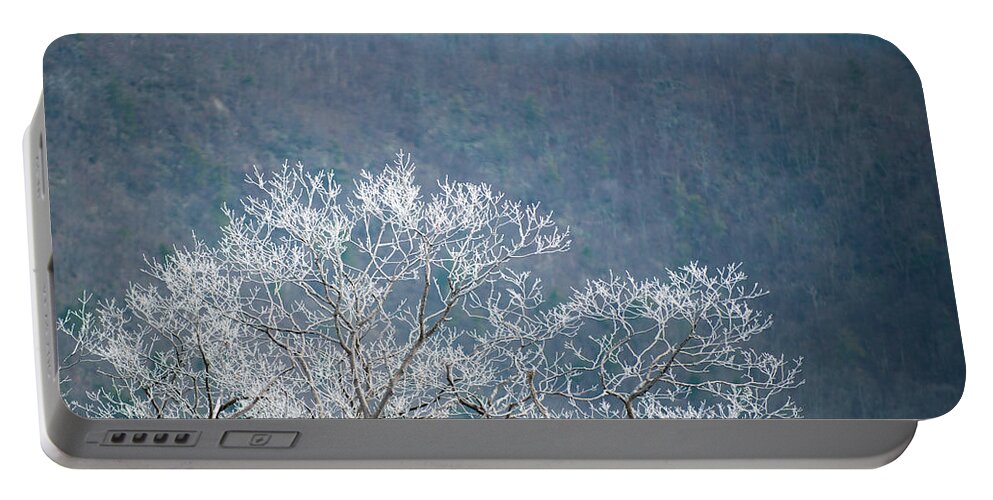 Blue Ridge Portable Battery Charger featuring the photograph Hoarfrost Collects on Branches by Mark Duehmig