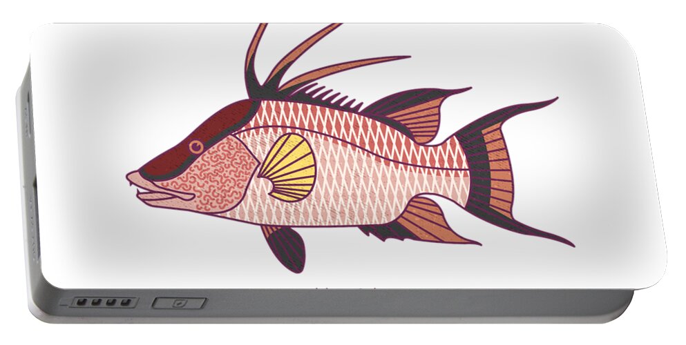 Hogfish Portable Battery Charger featuring the digital art Hogfish by Kevin Putman