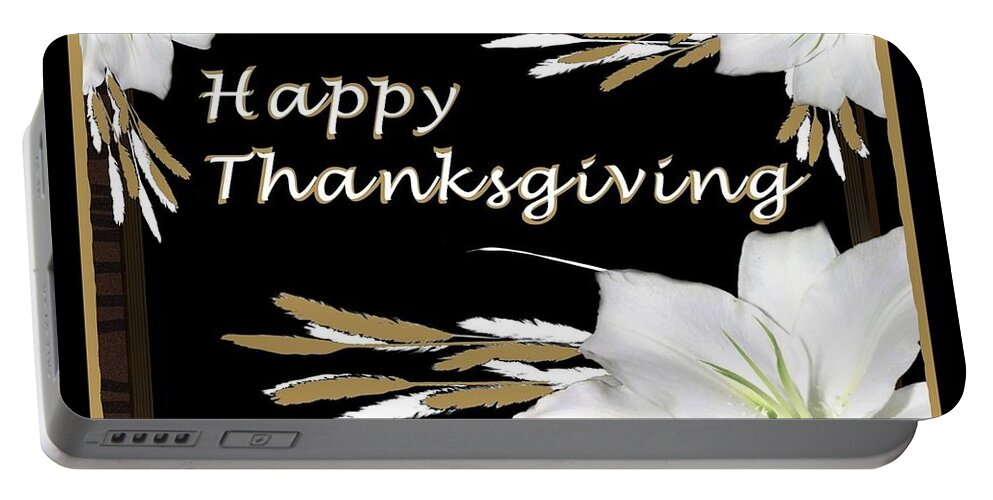 Digital Art Portable Battery Charger featuring the digital art Holiday Card Happy Thanksgiving by Delynn Addams by Delynn Addams