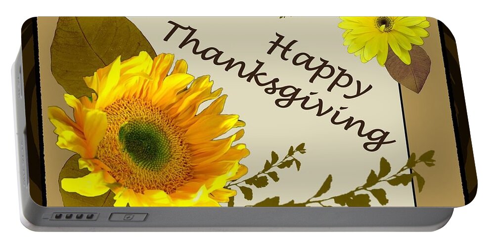 Digital Art Portable Battery Charger featuring the digital art Holiday Cards Happy Thanksgiving by Delynn Addams by Delynn Addams
