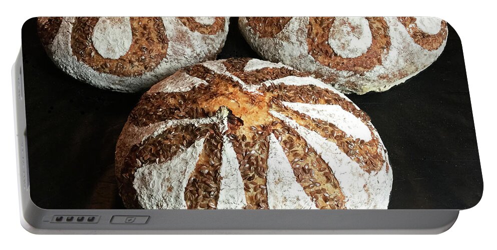 Bread Portable Battery Charger featuring the photograph Honey Flax Sourdough Trio by Amy E Fraser