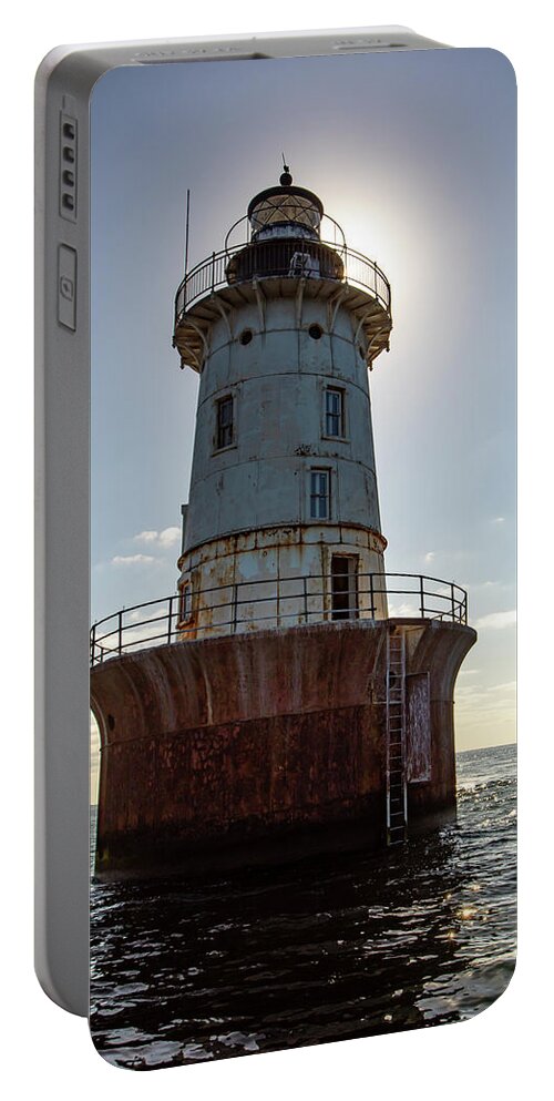 Chesapeake Portable Battery Charger featuring the photograph Hoopers Island Lighthouse seascape by Karen Foley