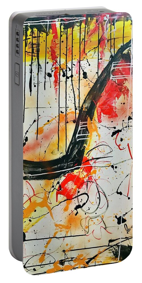 Painting Portable Battery Charger featuring the painting Hop, Skip, Jump by Laura Jaffe